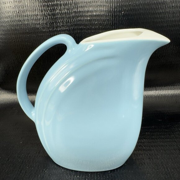 Vintage Hall Pottery Nora Pitcher Carafe Jug Pale Blue White Inside Stoneware - Picture 1 of 11